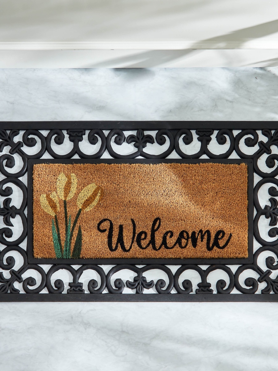 Welcome Moulded Coir and Rubber Door Mat - 45x75 cm