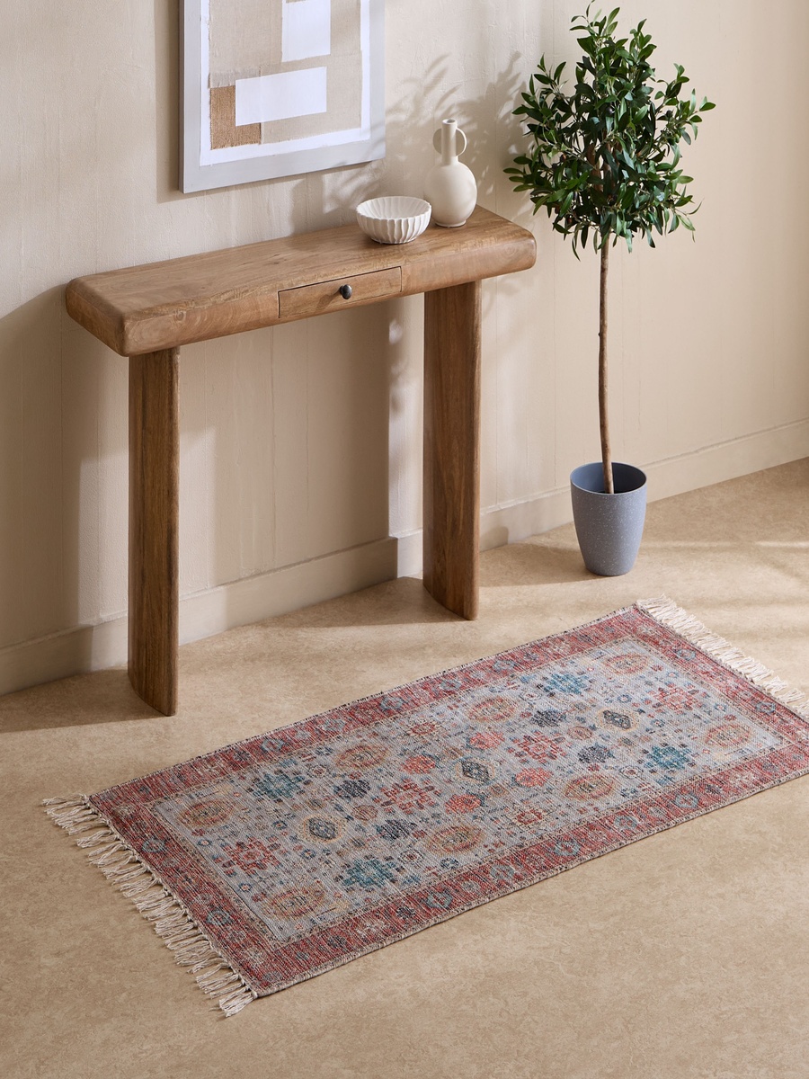 Glimmer Benza Handmade Printed Dhurrie - 80x150 cm