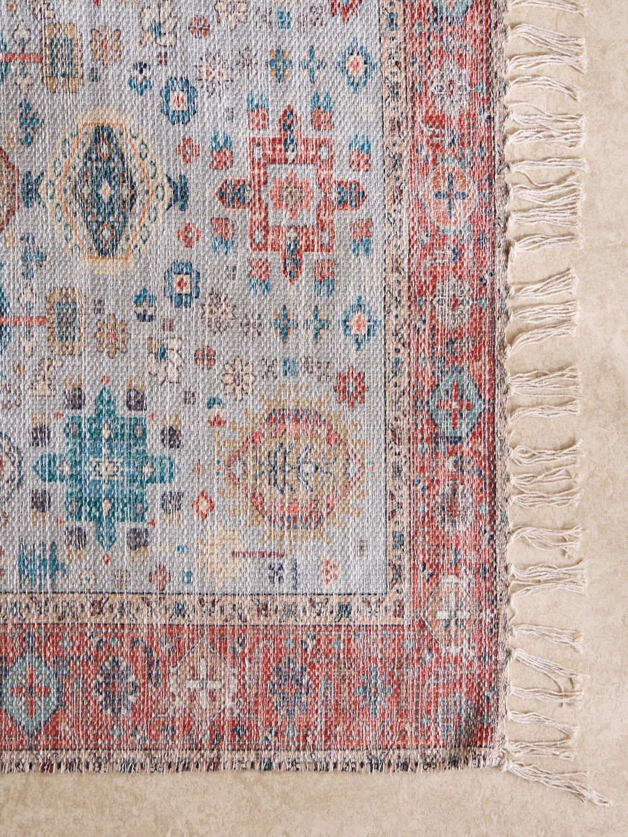 Glimmer Benza Handmade Printed Dhurrie - 80x150 cm
