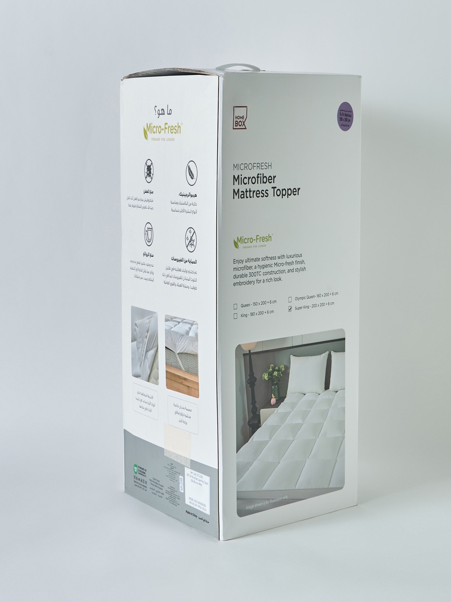 MicroFresh 300TC Soft Microfiber King Mattress Topper - 180x200+6 cm