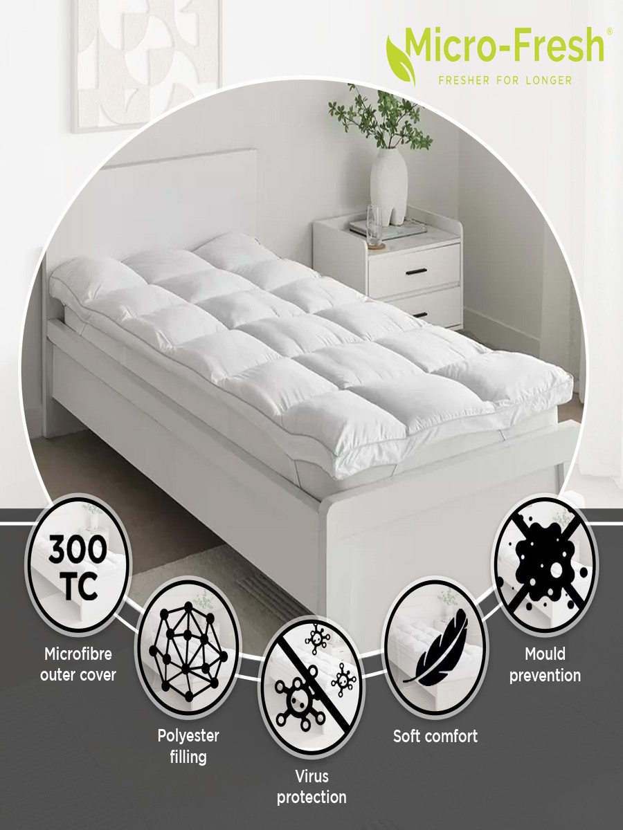 MicroFresh 300TC Soft Microfiber King Mattress Topper - 180x200+6 cm