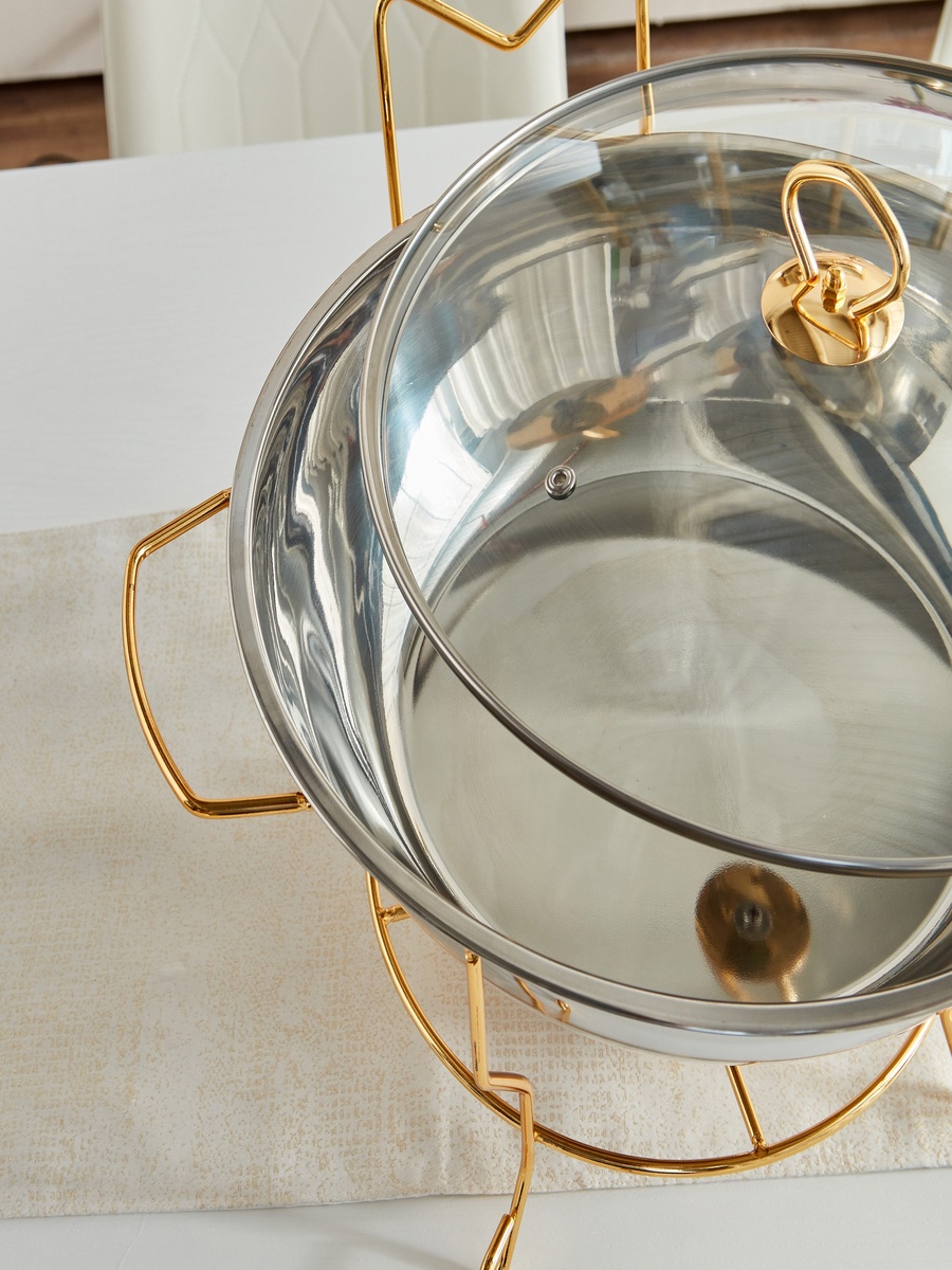 Wellshine Steel Chafing Dish with Lid and Stand - 8 L