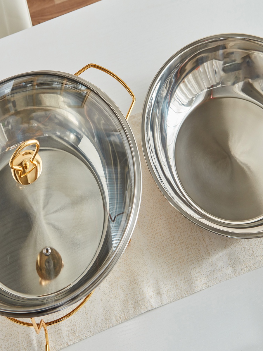 Wellshine Steel Chafing Dish with Lid and Stand - 8 L
