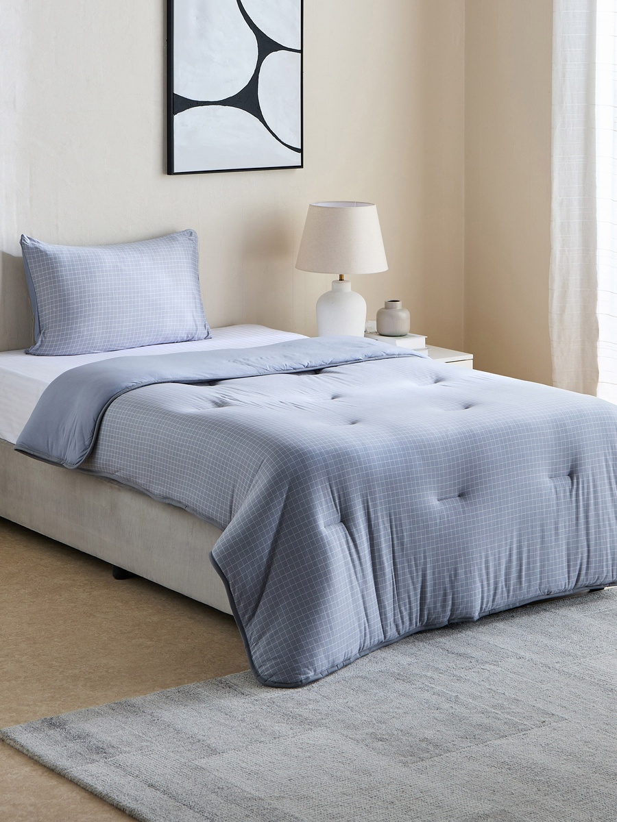 Ferum 2-Piece Stripe Microfibre Jersey Twin Comforter Set - 160x220 cm