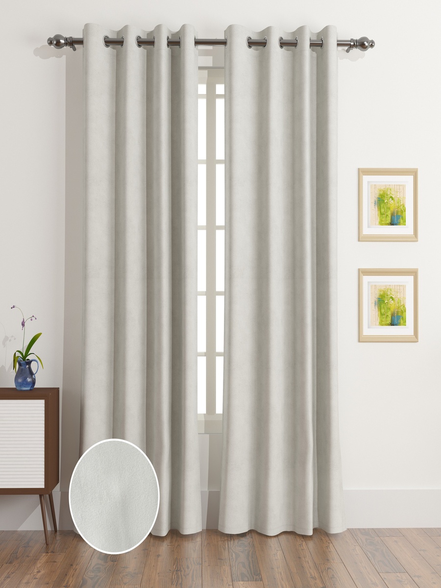 Dove 2-Piece Velvet Extra Long Dimout Curtain Set - 135x300 cm