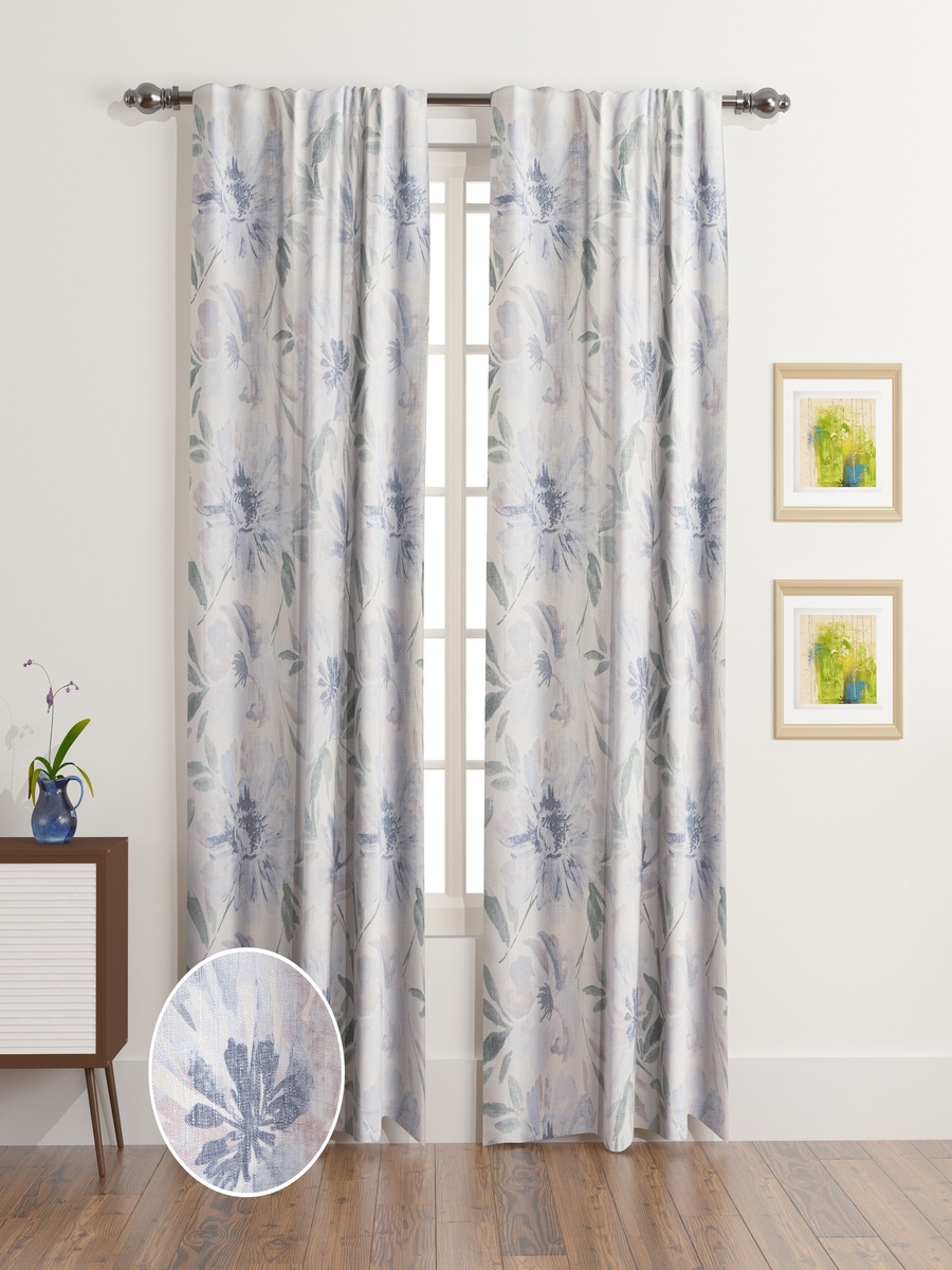 Clive 2-Piece Printed Sheer Rod Pocket Curtain Set - 140x240 cm