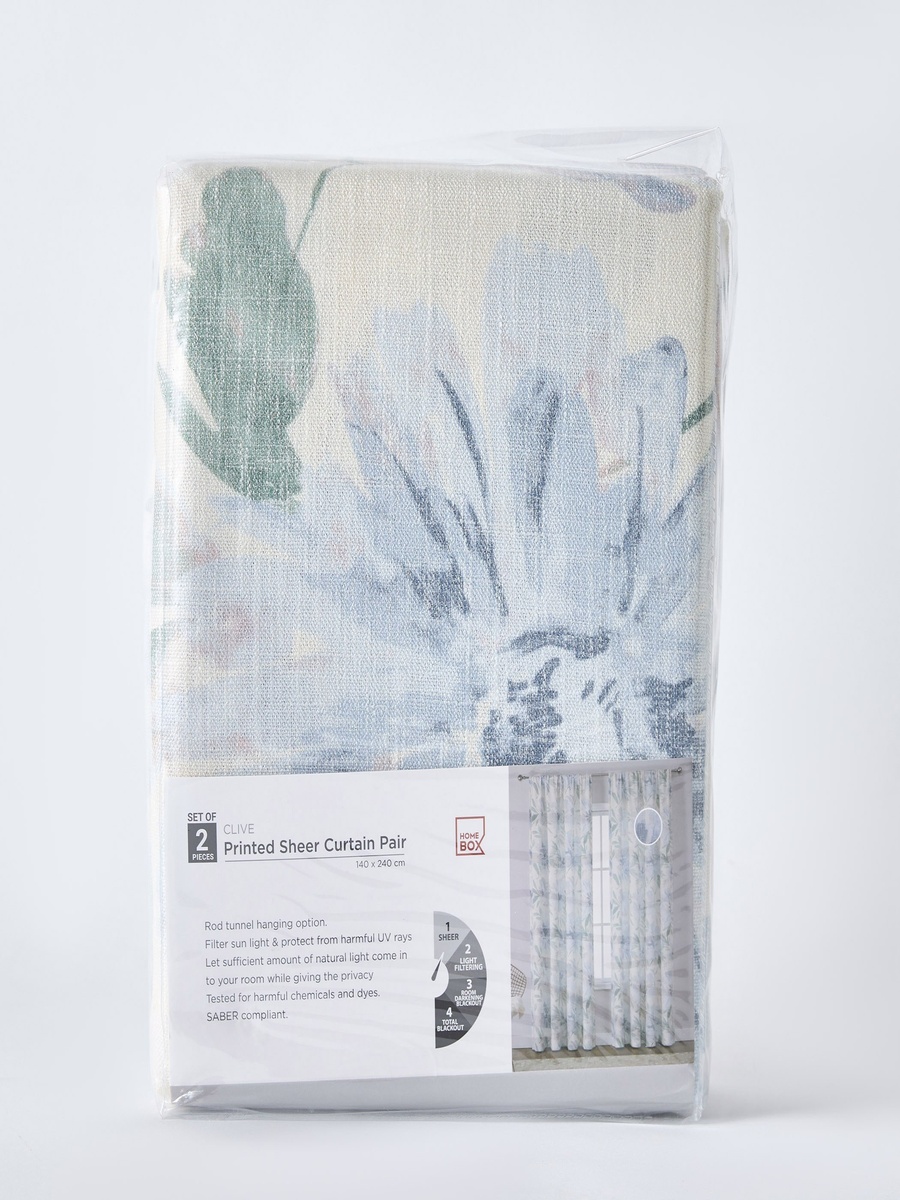 Clive 2-Piece Printed Sheer Rod Pocket Curtain Set - 140x240 cm