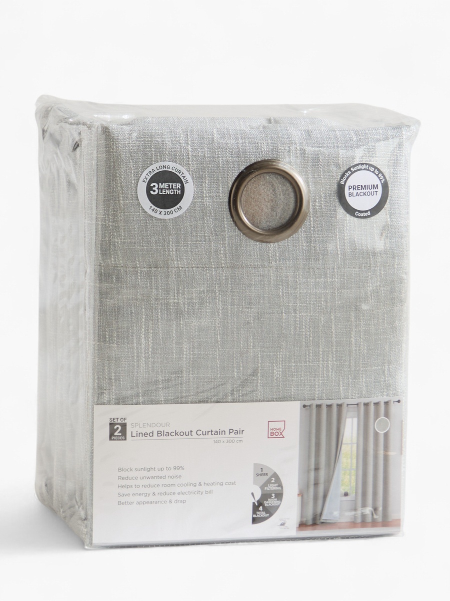 Splendour 2-Piece Extra Long Blackout Lined Curtain Set - 140x300 cm