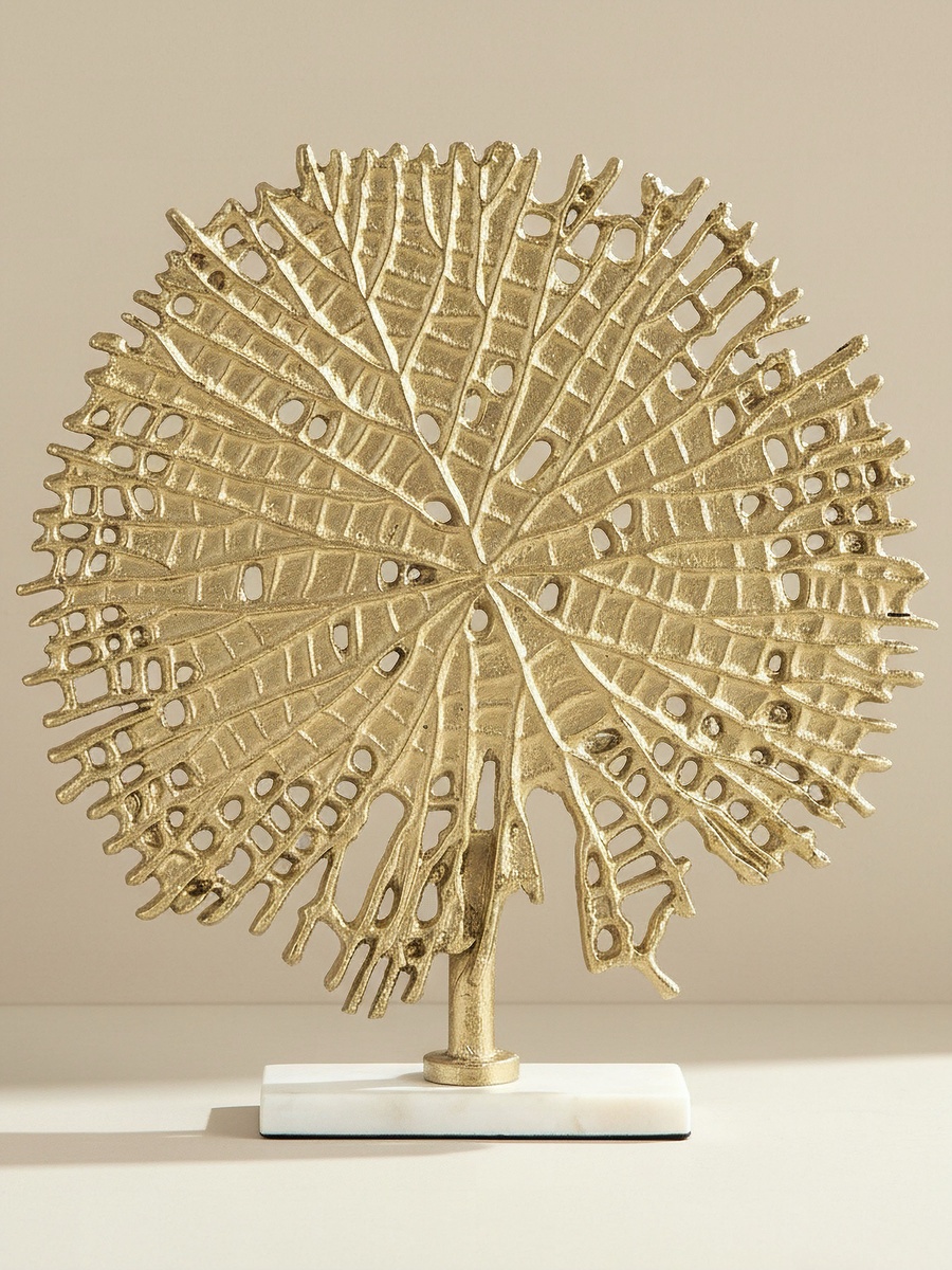 Blake Aluminium Tree of Life Table Accent with Marble Base - 34x8.5x37 cm