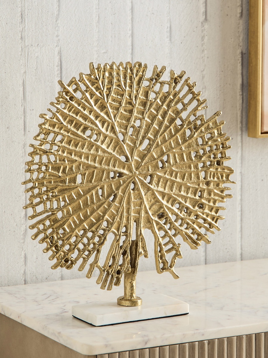 Blake Aluminium Tree of Life Table Accent with Marble Base - 34x8.5x37 cm