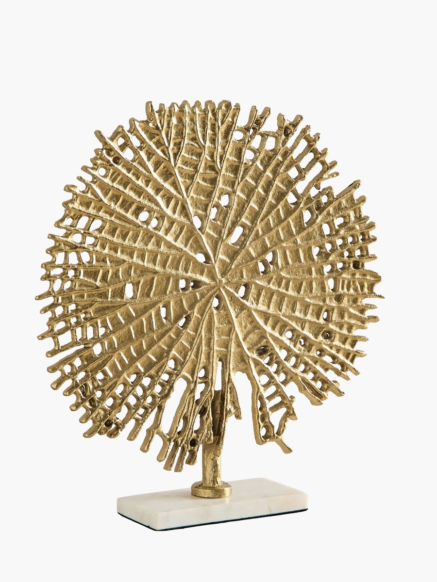 Blake Aluminium Tree of Life Table Accent with Marble Base - 34x8.5x37 cm