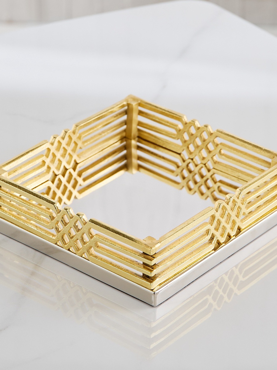 Aniq Stainless Steel Decorative Square Plate - 20x20x4 cm