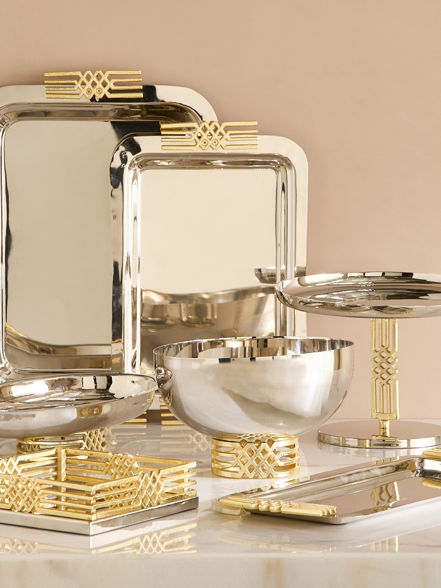 Aniq Stainless Steel Decorative Square Plate - 20x20x4 cm