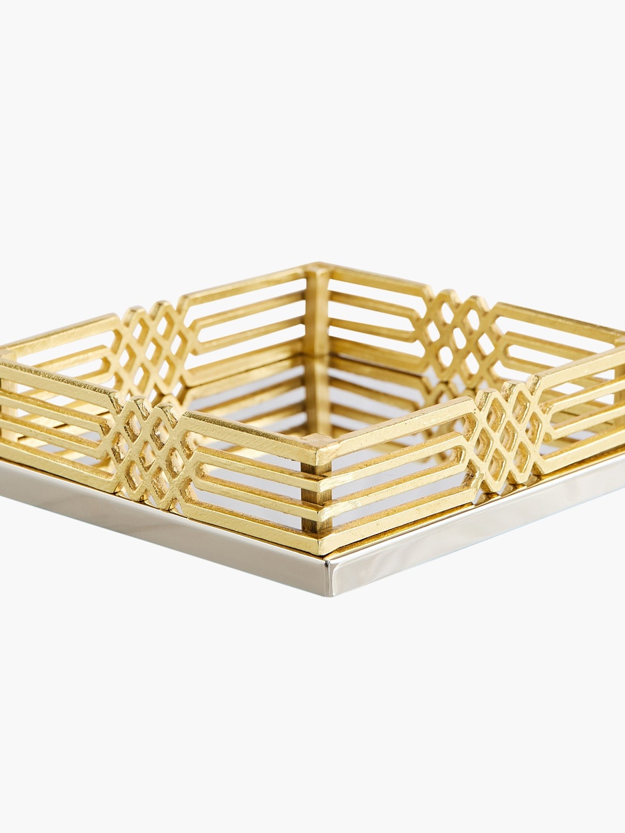 Aniq Stainless Steel Decorative Square Plate - 20x20x4 cm