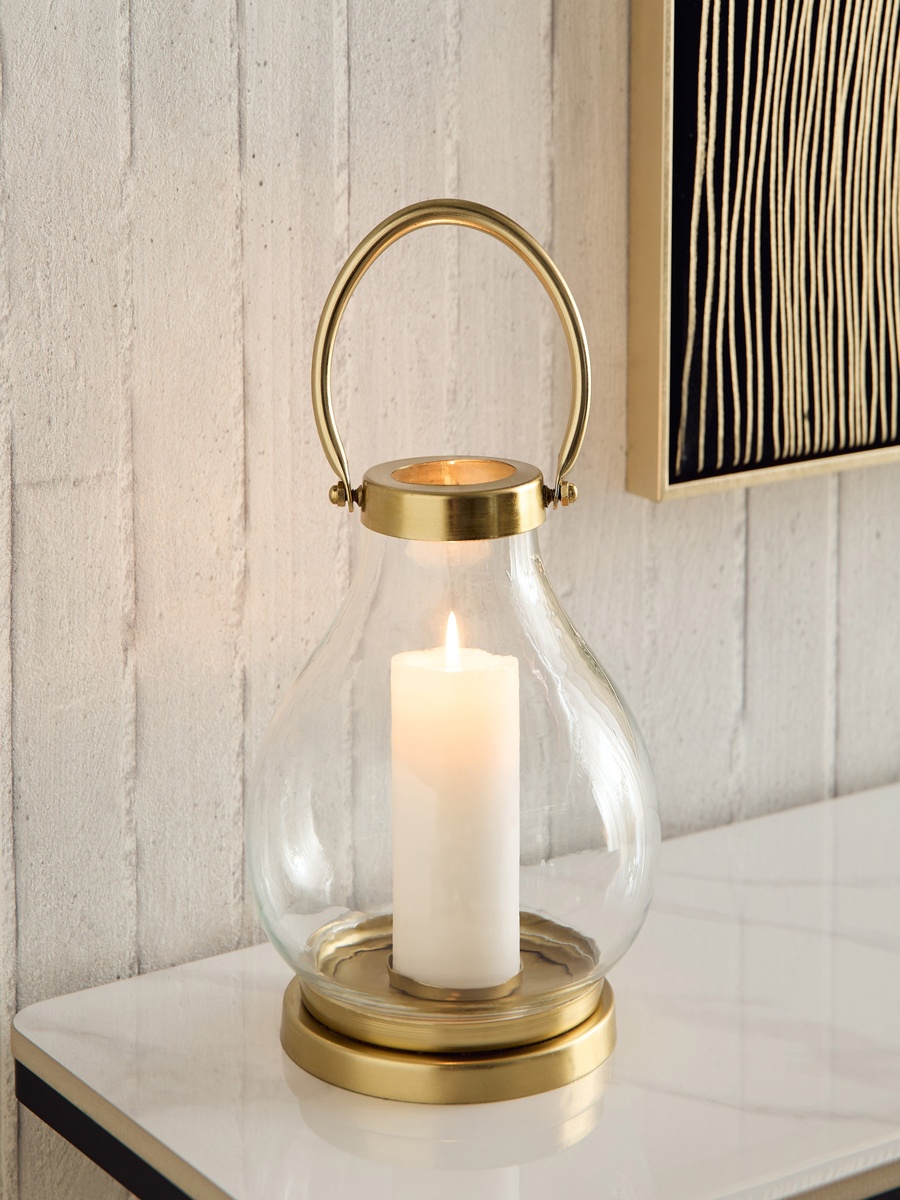 Alpha Metal Leather Textured Pillar Candleholder - 19.5x19.5x20 cm