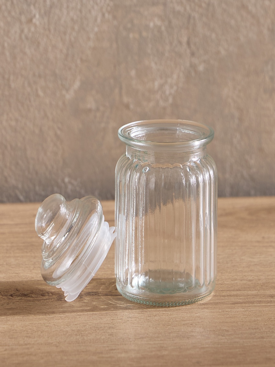Essential Glass Ribbed Jar - 300 ml