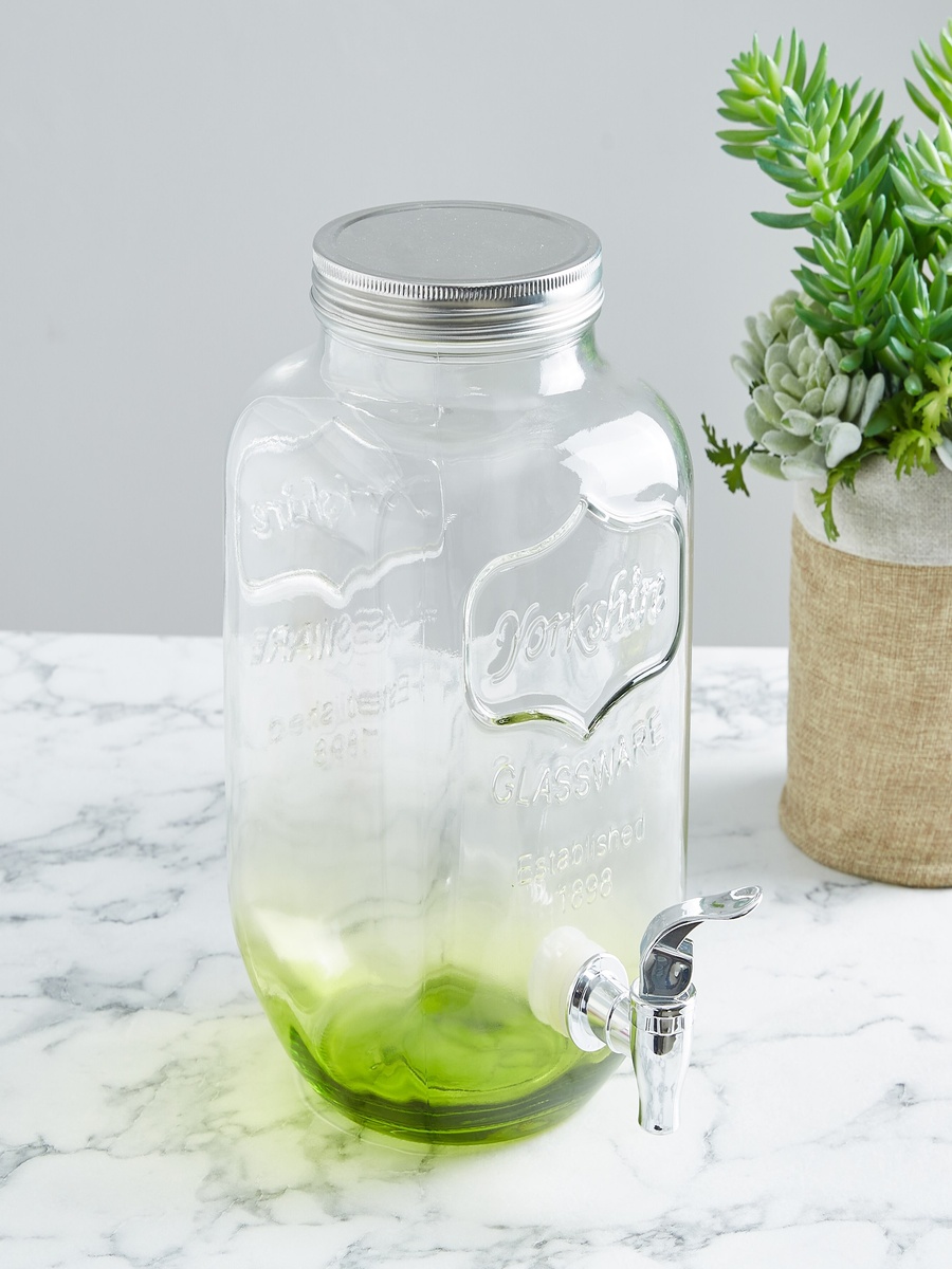 Cooler Glass Beverage Dispenser with 4-Piece Mason Jars