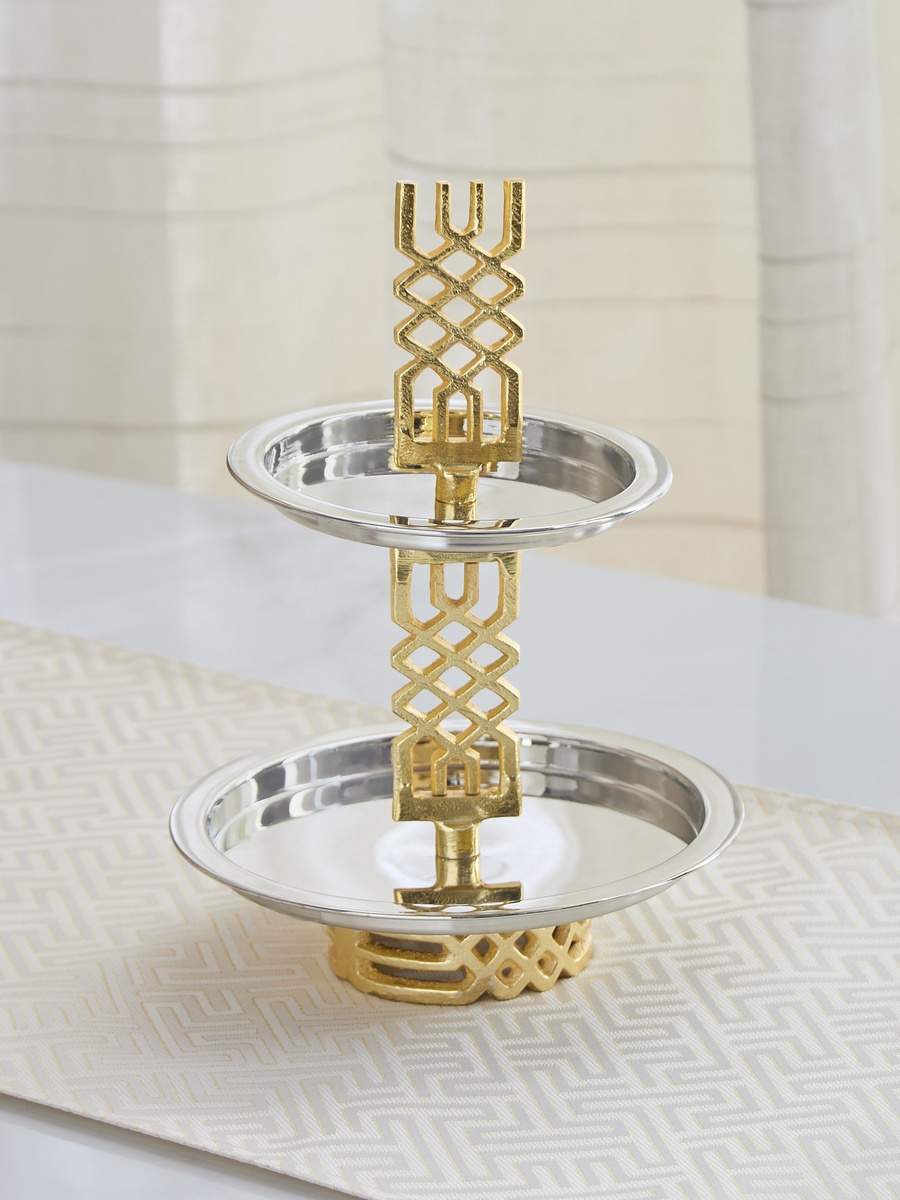 Aniq 2-Tier Stainless Steel Cake Stand - 25x25x32 cm