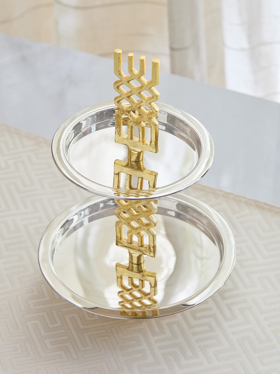 Aniq 2-Tier Stainless Steel Cake Stand - 25x25x32 cm