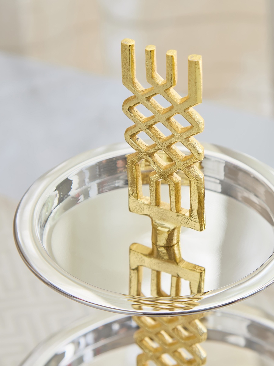Aniq 2-Tier Stainless Steel Cake Stand - 25x25x32 cm