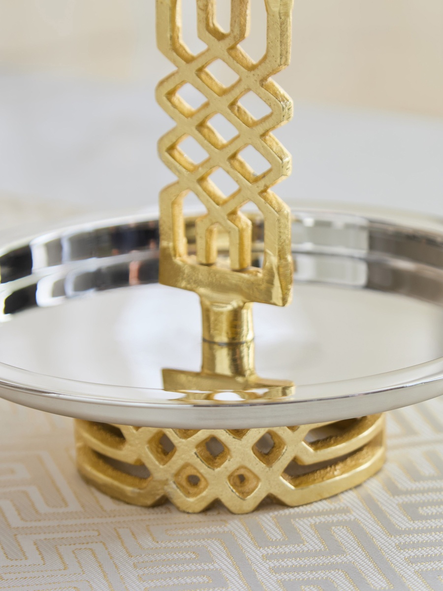 Aniq 2-Tier Stainless Steel Cake Stand - 25x25x32 cm