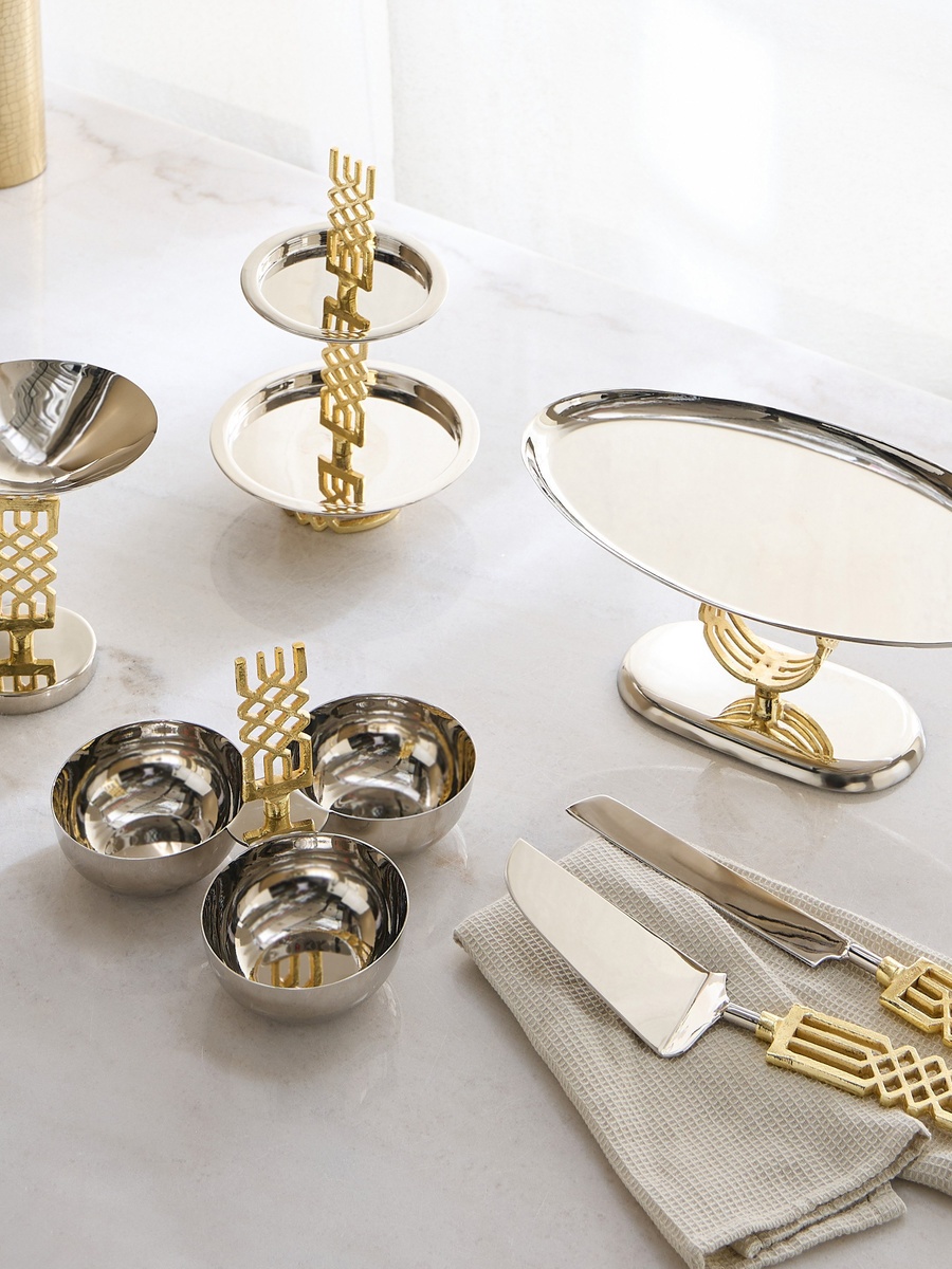 Aniq 2-Tier Stainless Steel Cake Stand - 25x25x32 cm