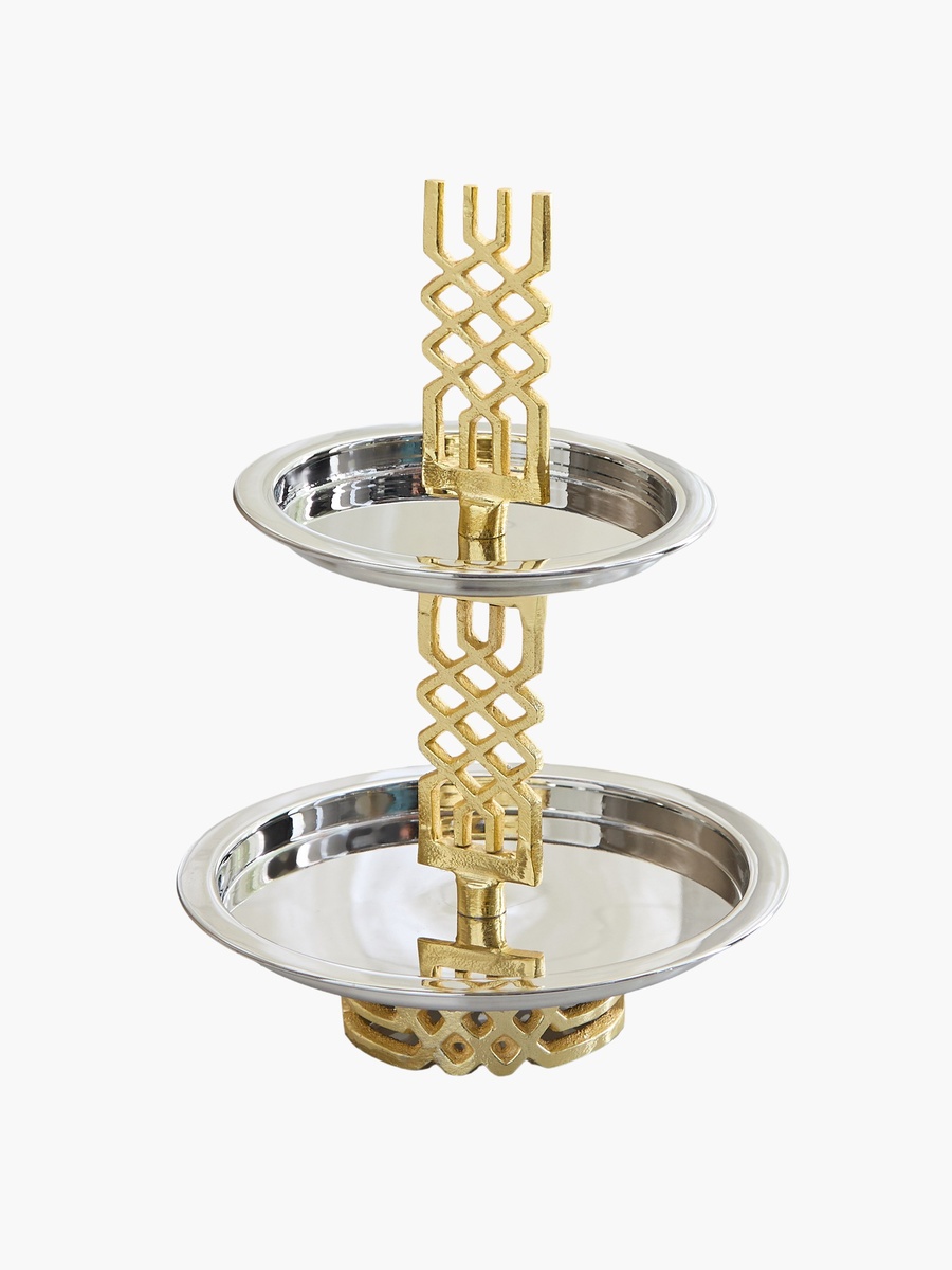 Aniq 2-Tier Stainless Steel Cake Stand - 25x25x32 cm