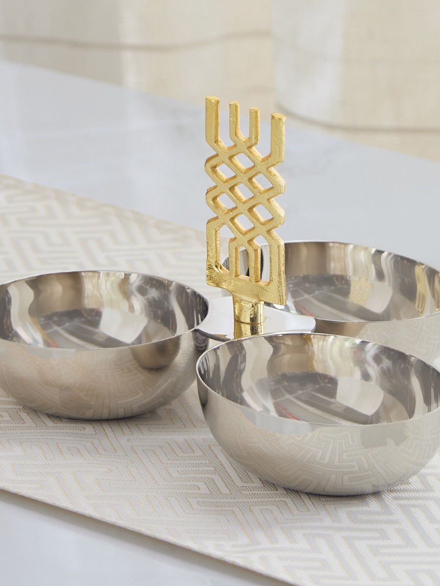 Aniq Stainless Steel 3-Bowl Condiment Set - 23x23x14 cm