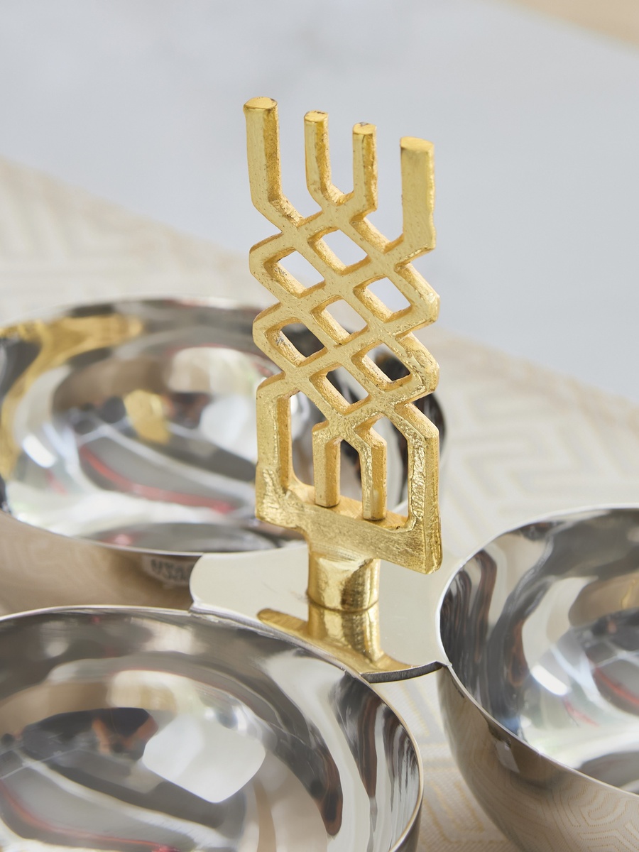 Aniq Stainless Steel 3-Bowl Condiment Set - 23x23x14 cm