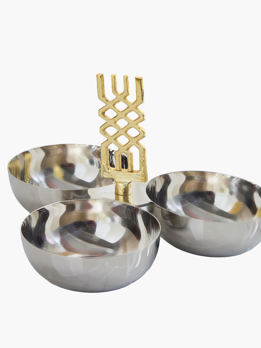 Aniq Stainless Steel 3-Bowl Condiment Set - 23x23x14 cm