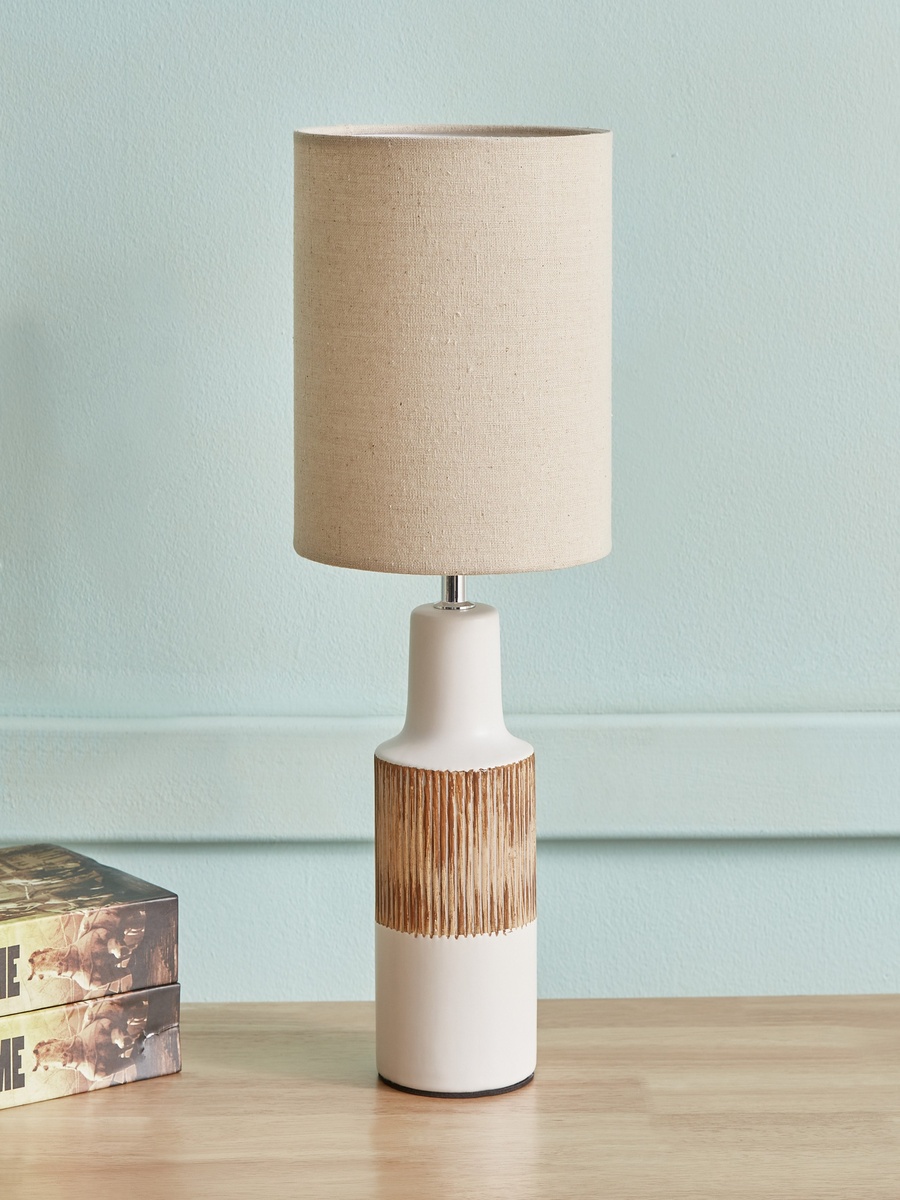 Novalie Ceramic Table Lamp with Linen Shade - 41 cm