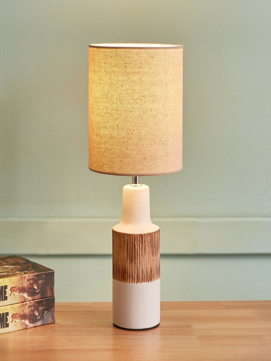 Novalie Ceramic Table Lamp with Linen Shade - 41 cm
