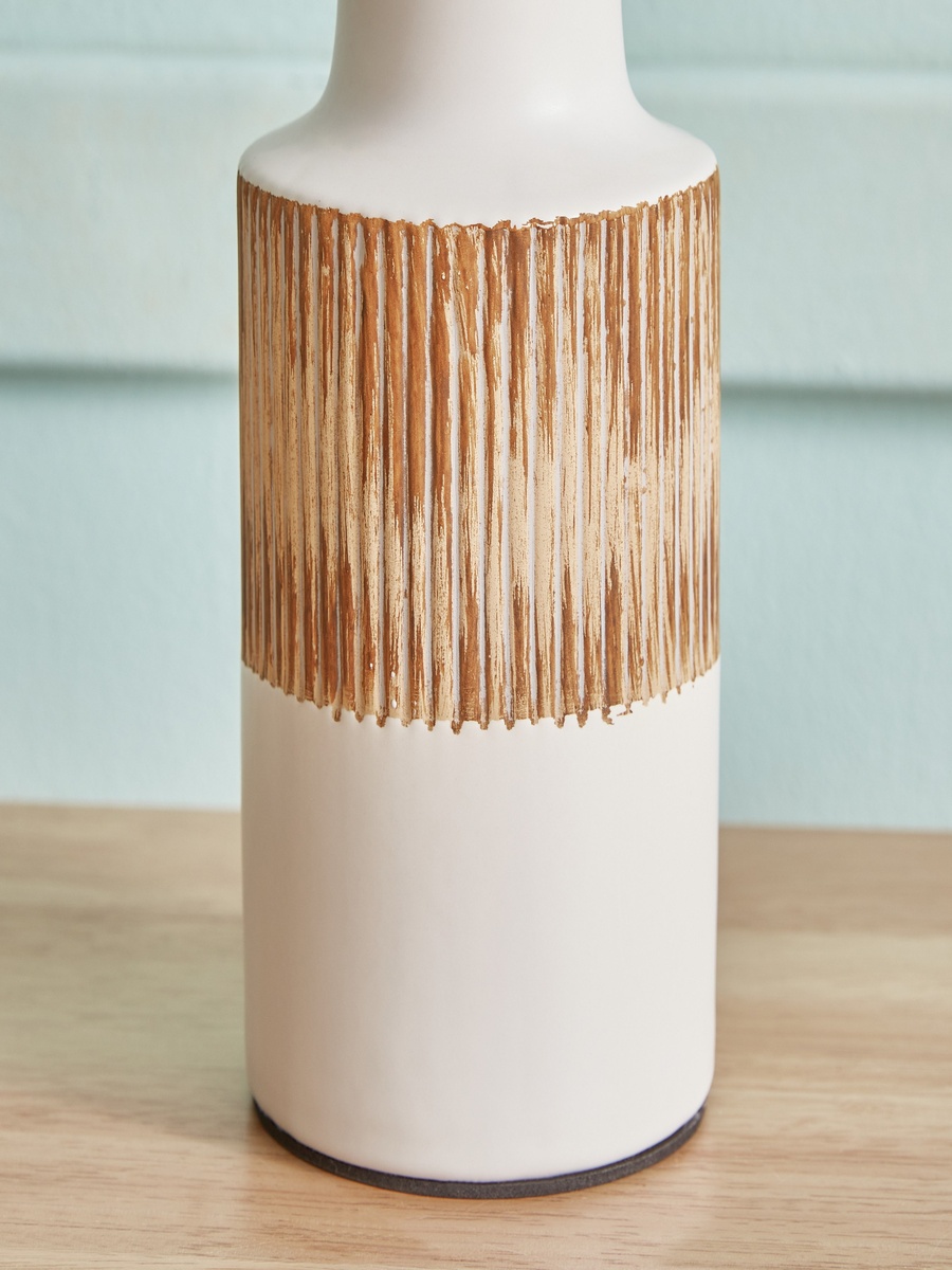 Novalie Ceramic Table Lamp with Linen Shade - 41 cm
