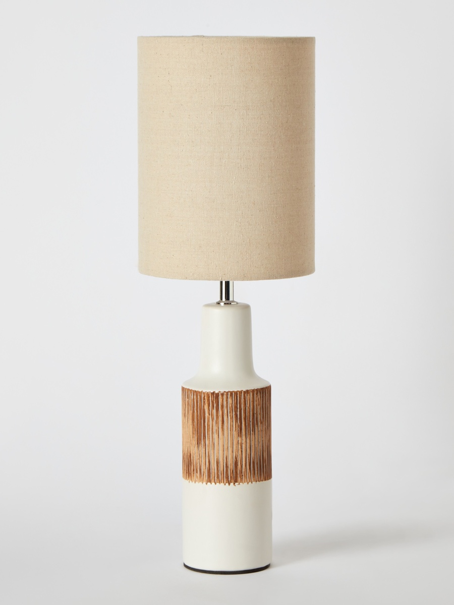 Novalie Ceramic Table Lamp with Linen Shade - 41 cm