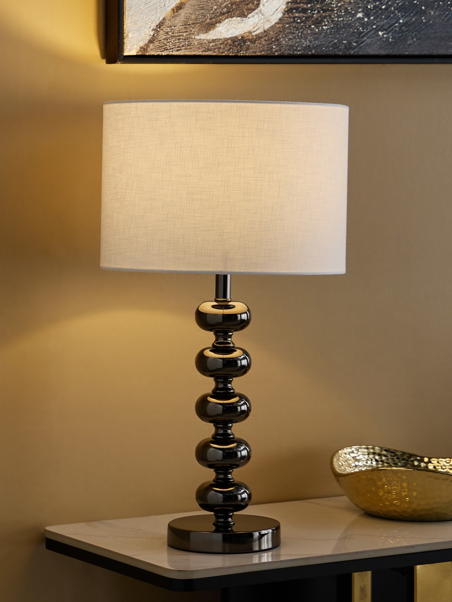 Rollins Caskey Metal Table Lamp with Linen Shade - 30x54 cm