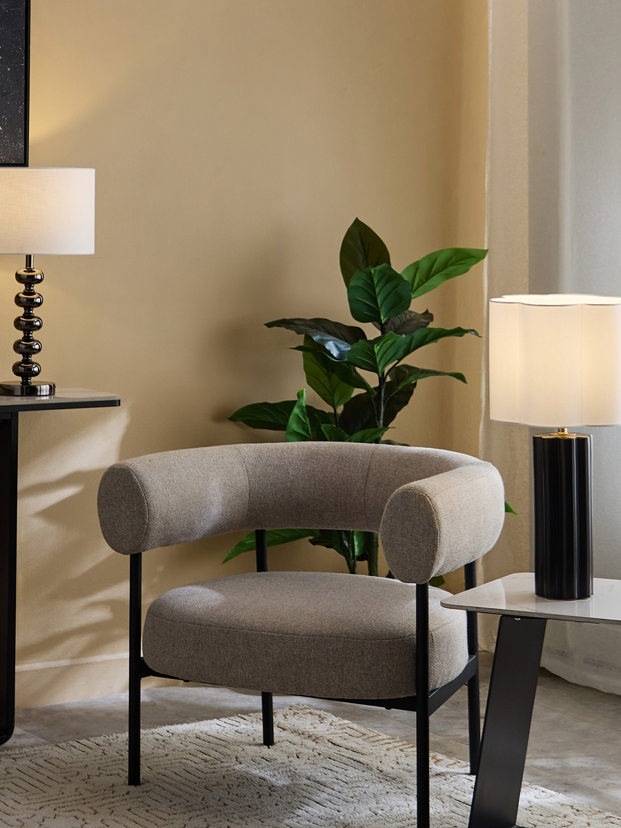 Rollins Caskey Metal Table Lamp with Linen Shade - 30x54 cm