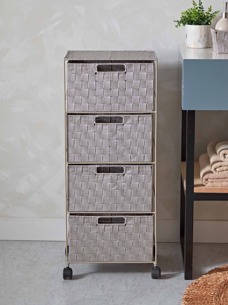 Strap 4-Drawer Cabinet with Casters - 35x30x85 cm