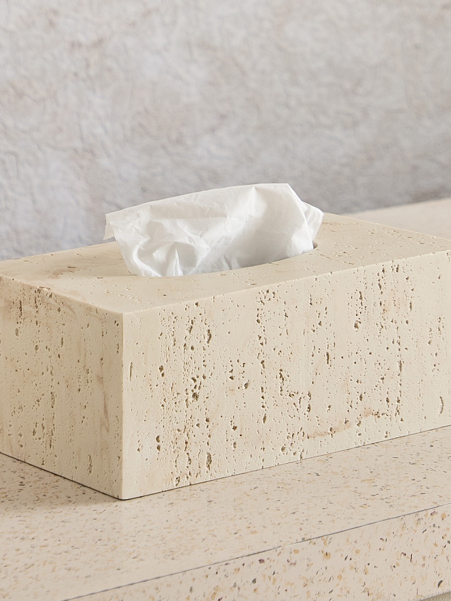 Avenue Resin Travertine Rect Tissue Box 26x15x10 cm