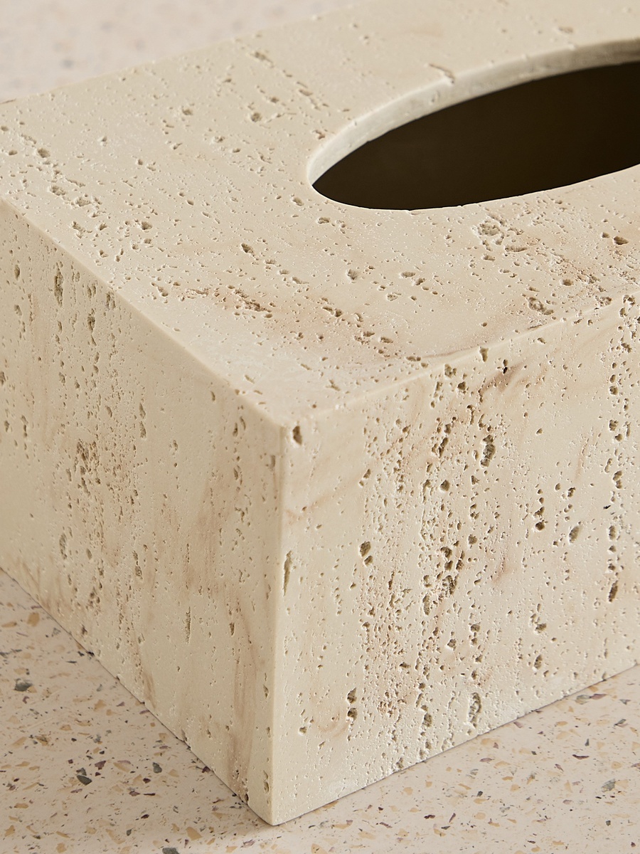 Avenue Resin Travertine Rect Tissue Box 26x15x10 cm
