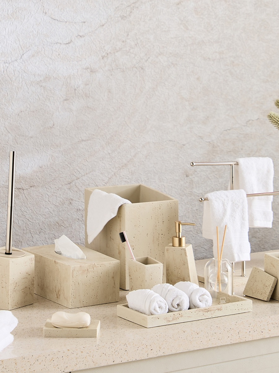 Avenue Resin Travertine Rect Tissue Box 26x15x10 cm