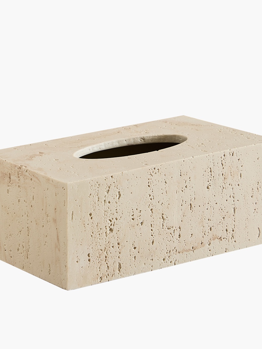 Avenue Resin Travertine Rect Tissue Box 26x15x10 cm
