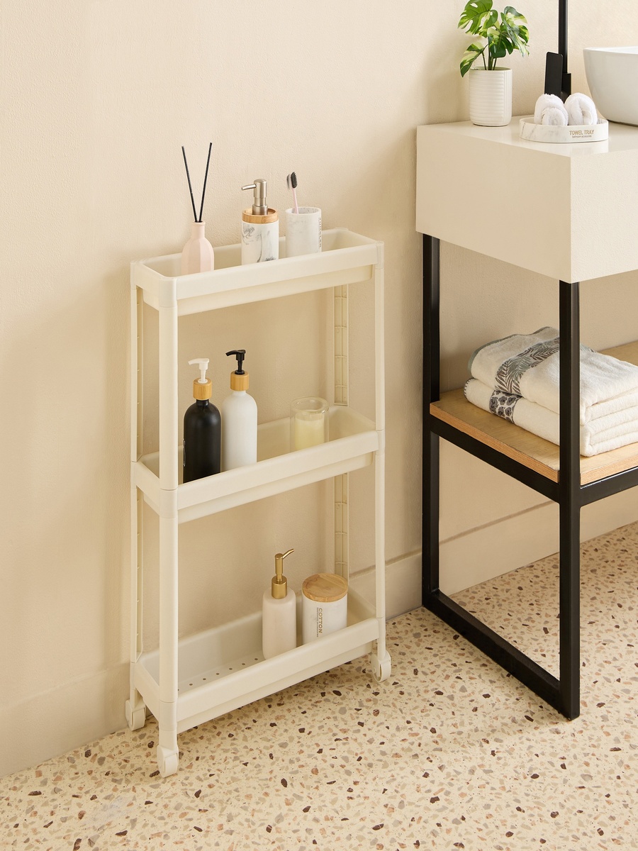 Ovio 3-Tier Corner Storage Trolley - 53x18x70 cm