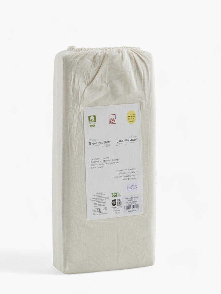 Essential Cotton Single Fitted Sheet - 90x200+36 cm