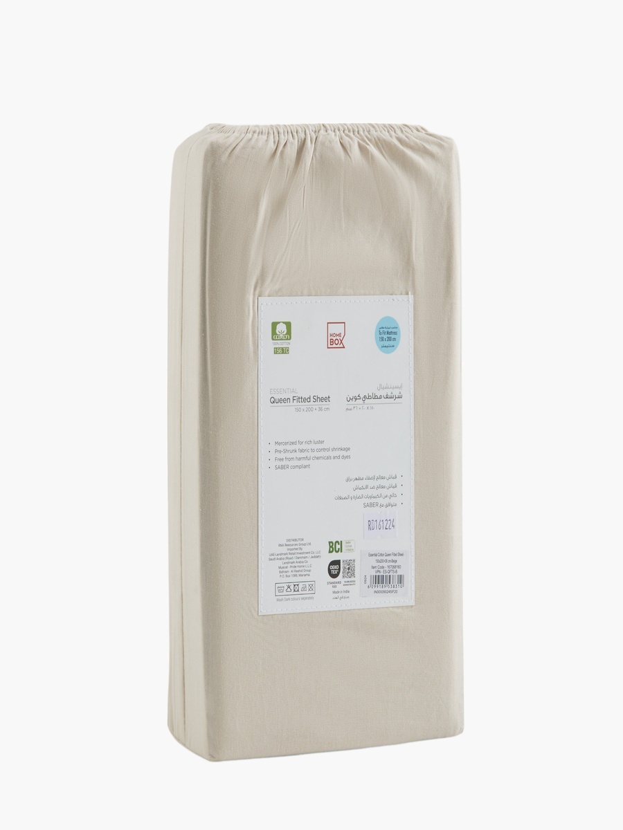 Essential Cotton Olympic Queen Fitted Sheet - 160x200+36 cm