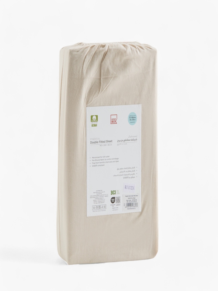 Essential Cotton Double Fitted Sheet - 140x200+36 cm