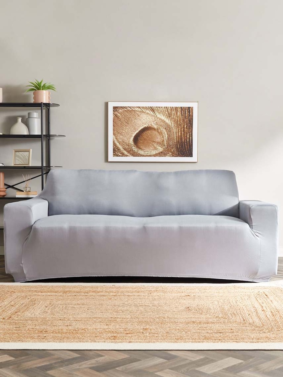 Squab Solid 3-Seater Sofa Cover