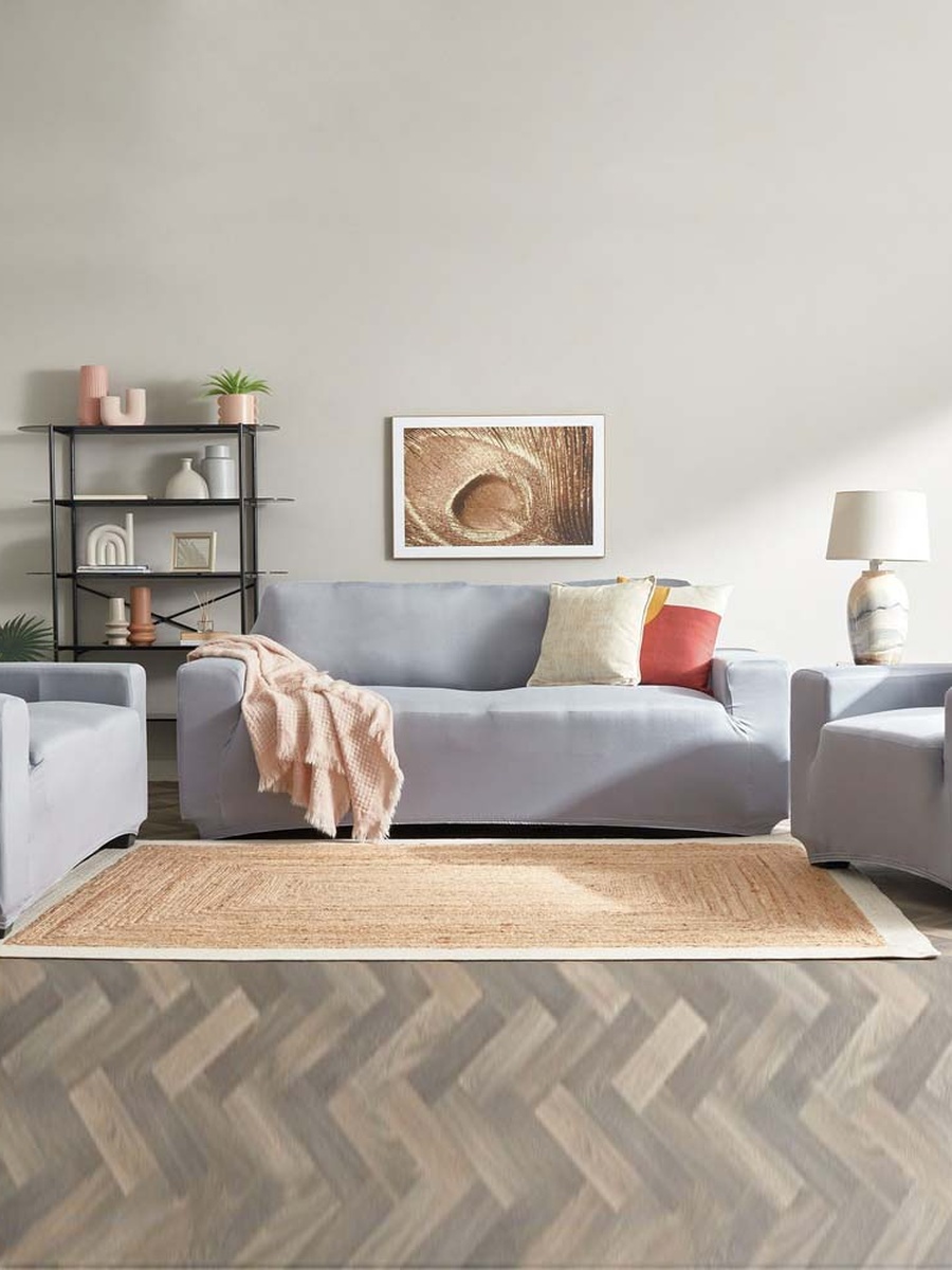Squab Solid 3-Seater Sofa Cover
