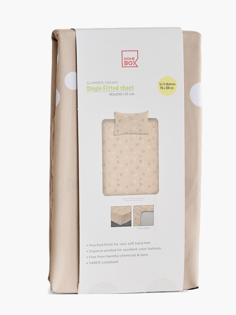 Joy Slumber Safari Single Microfibre Fitted Sheet - 90x200+25 cm