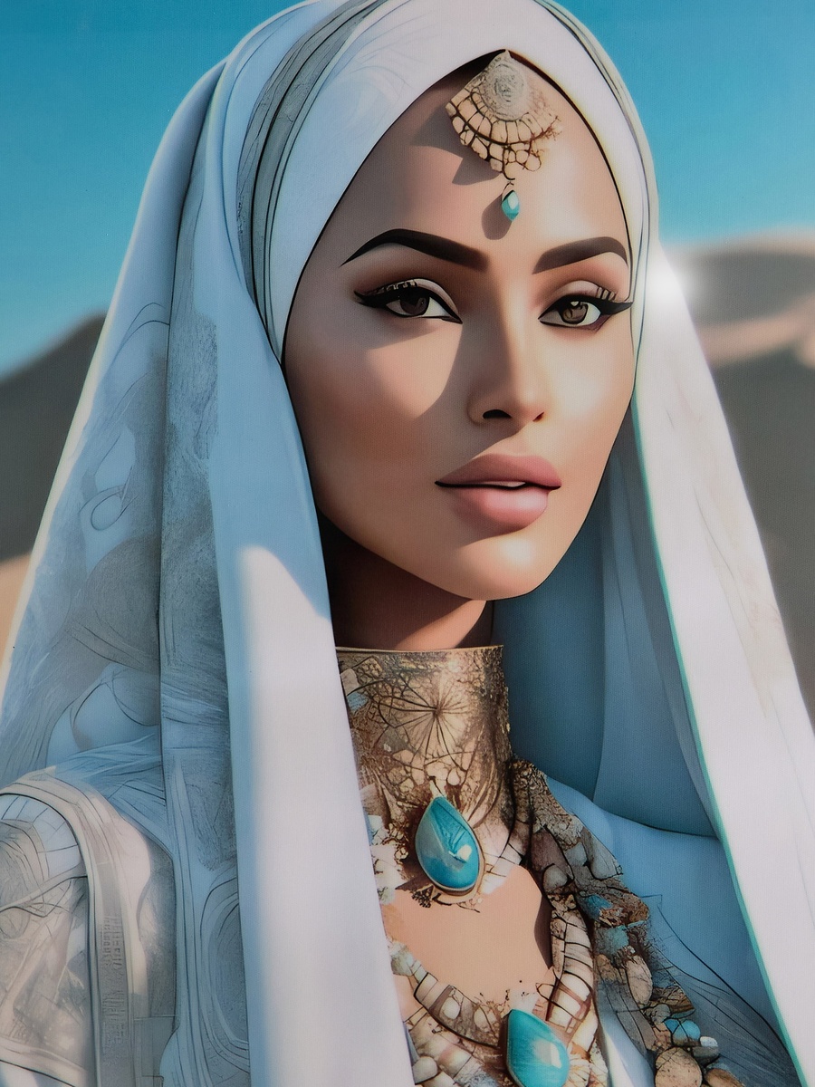 لوحة وجه سيدة مؤطرة من فوسيل - 50*70*3 سم