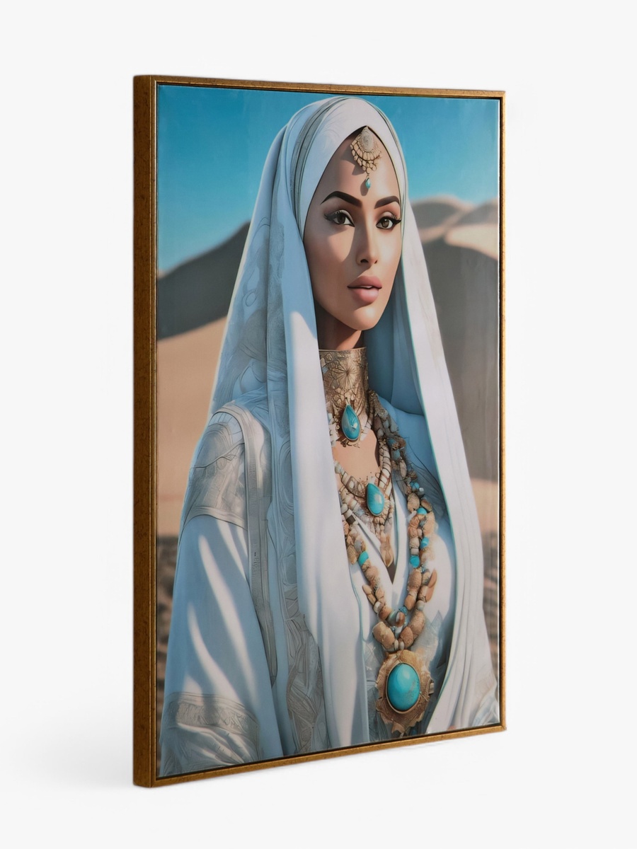 لوحة وجه سيدة مؤطرة من فوسيل - 50*70*3 سم